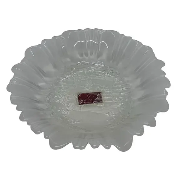 MIKASA 10.5” Frosted Glass Bowl Celebrations Winter Dreams Collection NIB - Picture 15 of 15